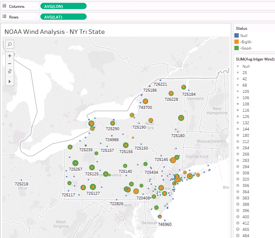 Image of the NOAA Wind Tableau Visual